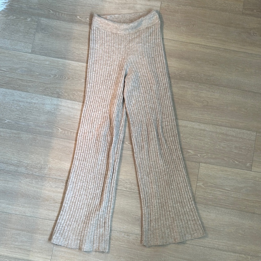 H&M Cozy Ribbed Knit Pants - Beige